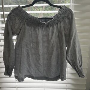 LOFT Heather Gray Smocked Top